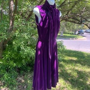 Vintage purple velvet belted dress S
